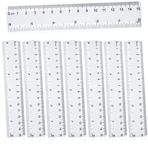 8 Stück 15 cm Lineal, Kunststoff, transparent, bruchsicher, Lineale für die Schule