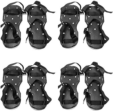 QWORK Gunite Schuhe mit Spikes, Rasenlüfterschuhe mit 2,5 cm kurzen Spikes, perfekt für Epoxidböden, Overlays, Installation von Abdeckungen, Schwarz, 4 Paar