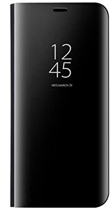 Dedux Coque pour Honor 90 Lite, Clear View Etui à Rabat Cover Flip Translucide Standing Support Miroir Antichoc Portable Case pour Honor 90 Lite.Noir