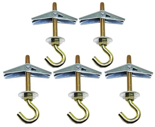 KLOP256 Taco plegable M6, 5 unidades de tacos huecos con tacos, tacos basculantes con ganchos, ganchos de techo para plantas colgantes, ganchos de rosca, tacos de yeso con resorte, tacos de gancho