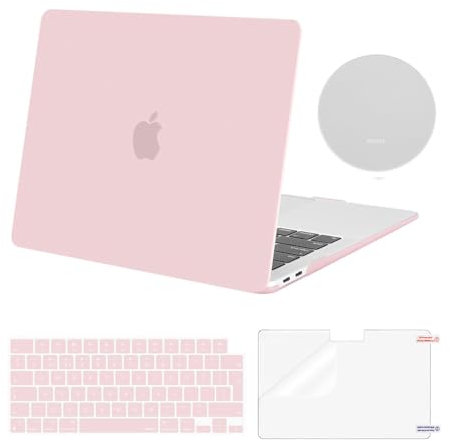 MOSISO Case Compatible with Macbook Air M4 M3 M2 13 inch A3240 A3113 A2681, Hard Shell Cover for MacBook Air Case 13.6 inch 2025 2024 2023 2022 &KeyboardSkin&ScreenFilm&Coaster, Baby Pink