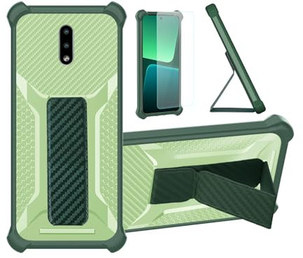 Aroepurt Hülle Für Nokia 2.3 Hülle Case Handyhülle Schutzhülle Cover [mit gehärtetem Glas-Screen-Protector] Hybrid [Folding Support Magnetic] [Frosted Anti-Fingerprint] Grün