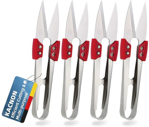 KACNON 4 Stück Mini Pflanzenschere, Universal Fadenschere Beschichtete Premium, Garnschere U-förmiger, Einsetzbare Nähschere, Garn Schere für Nähen, Gartenarbeit, Sticken, Stoff, Basteln