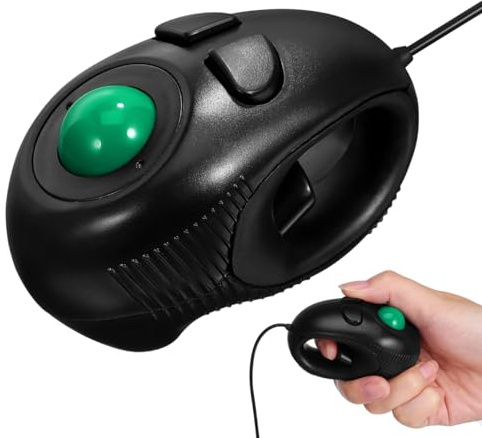 Gadpiparty Mini ratón portátil de mano con cable 4D Trackball diseño ergonómico para un uso cómodo, compatible con ventanas y portátiles, color negro