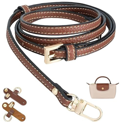 SHYSBV Schultergurt für Longchamp Tasche Damen, Schulterriemen aus Leder, mit Organizer, Ersatzgurt für Mini Tasche Kompatibel (1.2CM), TVerstellbarer Schulterriemen für Taschen(Terrakotta/Hautfarbe)