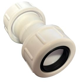 Universal Overflow Pipe Connector, 19-23mm, 3/4, White Plastic, Single Part