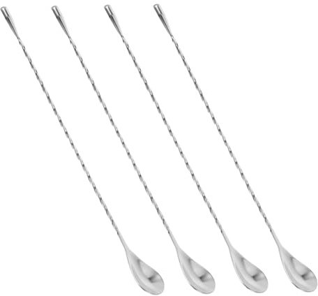 TOYANDONA 4stücke Rührlöffel aus Edelstahl Langer Griff Spiraldesign zum Umrühren von Cocktails Kaffee Milchshakes und Anderen Getränken Vielseitig Einsetzbar für Bars und Küchen
