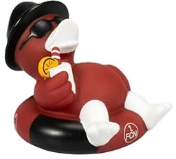 1. FC Nürnberg Badeente mit Schwimmring – Offizielles Fan Bade-Spielzeug | Lustige Quietscheente Fußball Fanartikel | Geschenk für Club Fans, Pool & Badewanne