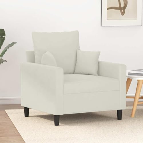HFXHIJXQ Creme Samt Sessel 78 x 77 x 80 cm Modernes Design mit Metallgestell Bequemes Recamiere für Wohnzimmer Schlafzimmer Büro und Leseecke