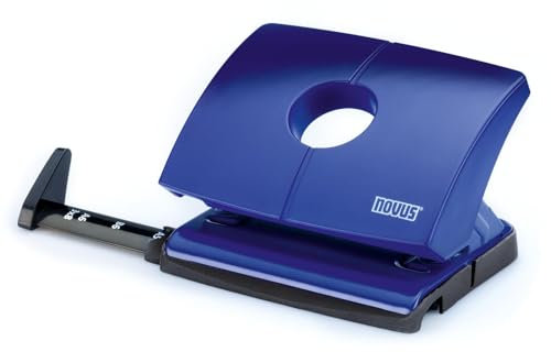 Novus B 216 Bürolocher (mit Anschlagschiene und Formatvorgaben, Metallunterteil und Kunststoffoberteil, für 16 Blatt) blau