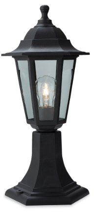 Firstlight 1 x E27 60 Watt IP44 Malmo Lantern Pillar, Black Resin