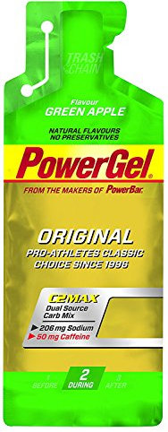 Power Gel ORIGINAL mit Kohlenhydraten, Maltodextrin, Natrium + 50 mg Koffein | Kohlenhydrat Gels ohne Konservierungsstoffe | Gel Vegan – GREEN APPLE 24 x 41 g