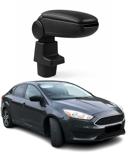 OMAC Mittelarmlehne Armlehne Mittelkonsole kompatibel mit Ford Focus 2011-2014 PU-Leder Schwarz