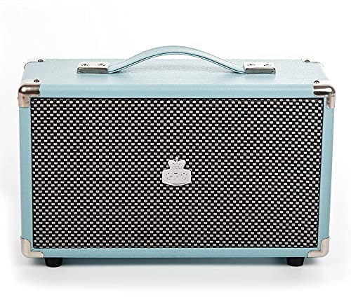 GPO Westwood Retro 25 Watt Lautsprecher mit Subwoofer, Cinch-Eingang, Bluetooth mit Retro-Gitter und Tragegriff - Blau