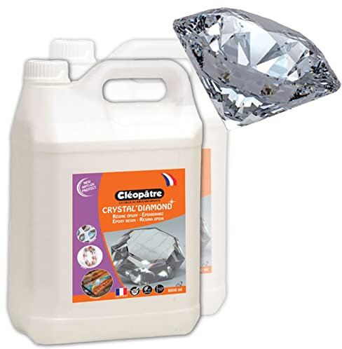 Cléopâtre Cristal Diamante Estuche de Resina epoxi y endurecedor Crystal'Diamond 6L, 6 L
