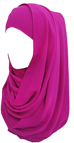 Lina & Lily Bubble Crepe Chiffon Damen Muslim Hijab Kopftuch Schal Turban, Stoff Leicht Undurchsichtig (Rosa Magenta)