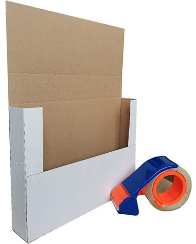 Versandtasche, Wellpappe, leicht zusammenklappbar, höhenverstellbar, 29,9 x 21,6 x 12,7 cm bis 5,1 cm, Weiß 50 Pack with tape & dispenser
