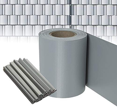 Froadp PVC Sichtschutzstreifen Zaun Sichtschutz Inkl. 40 Befestigungsclips für Einzel- und Doppelstabmatten Wetterfest und Windschutz Sichtschutzfolie für Gartenzaun Balkon (70M x 19CM, Hellgrau)