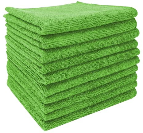 SBS Microfasertücher 10 Stück | 30 x 30 cm | grün | waschbar | für Haushalt, Auto Motorrad etc. | Putztücher | Poliertücher | Haushaltstücher | Staubtuch