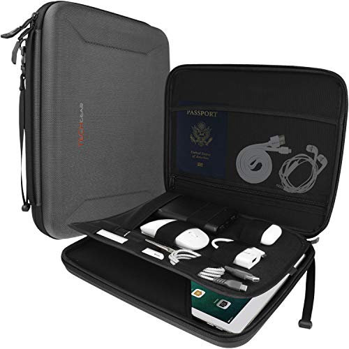 TECHGEAR Portfolio Tablet Sleeve Organiser, Zipper Hard Shell Protective Carry Cover Bag Holder Case Fits iPad Pro 13, Air 13, Pro 12.9, Surface Pro 9/8/7/6/5/Pro X, Samsung Tab S7+/S8+/S9 Ultra/FE