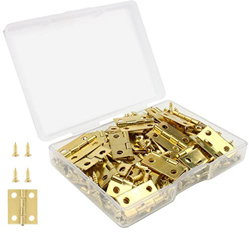 VIPMOON 50 Stück Super Mini Kleine Scharniere Set, 15X18mm Schrank Scharniere, Kleine Schmuckschatulle Kleine Scharniere, 7mm Kleine Schrauben, Schrank Scharnier Mit Tragbarer
