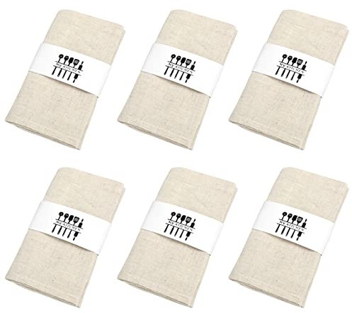QKFON 6er Pack Stoffservietten Leinen Servietten Leinenservietten Nachhaltige 40 * 40CM Servietten Stoff Leinen Tuch für Feiern Home Küche Esstisch Tischdekoration Abendessen Cafe Restaurant