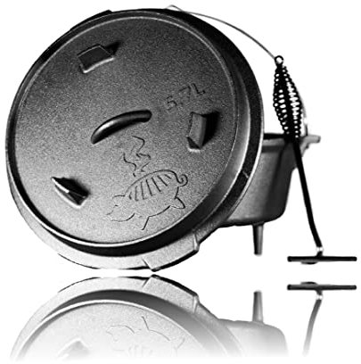 Grillschweine Dutch Oven 6QT (5,7 L mit Füße) - BBQ Schmorofen - Gusseisen Feuertopf