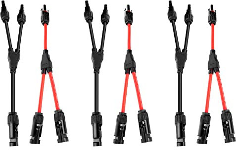 EIEVEY Solarkabel 6mm2 Y Verteiler, Wetterbeständig Multi-Contact 4 Y-Stecker Solarpanel, PV Kabel Parallel Male Female MMF und FFM, Kabel für photovoltaikanlagen Steckverbinder, 3 Paare