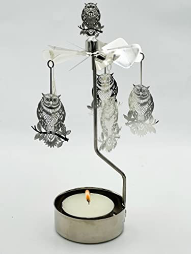 Drehbarer Kerzenhalter, drehbarer Kerzenhalter, Metall, kleines Geschenk (Eule)