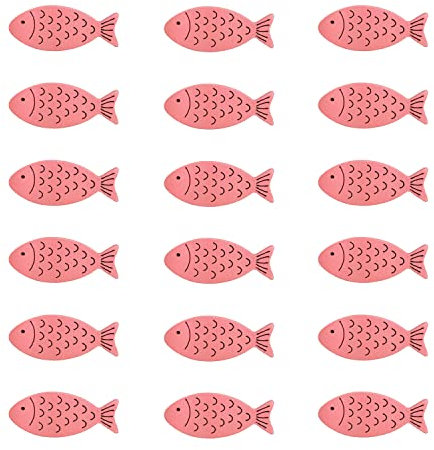 Oblique Unique® 18 Holz Fische Tischdeko Taufdeko Streuartikel Streudeko Verzierung für Taufe Kommunion Konfirmation Firmung Maritime Dekoration - Farbe wählbar (Rosa)