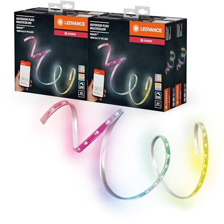 LEDVANCE Smarter Outdoor Lightstrip, LED Streifen mit ZigBee und IP65, 5m Länge, warmweiß bis tageslicht (2000K-6500K), RGB Farbwechsel (16 Mio Farben), kompatibel mit Alexa, 4er-Pack