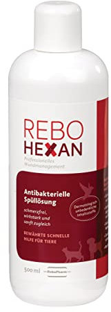 ReboHexan Spüllösung 500 ml: Essentielles Wundreinigungsmittel, Tiefenreinigung für alle Haustiere, Alkoholfrei, Schmerzlose Anwendung, sorgt für gründliche Reinigung