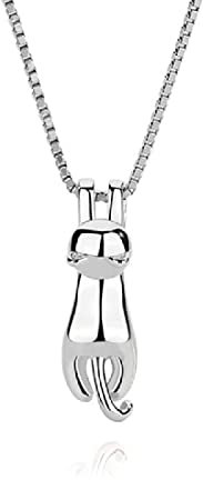 CUHZA Frauen Katze Anhänger Halskette, s925 Sterling Silber Süße Katze Anhänger Halskette, Sterling Silber Katze Halskette, Als Geschenk für Mutter, Freundin, Schwester, Schwester, Katzenliebhaberin