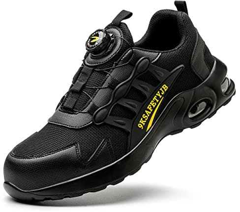 Dajingkj Sicherheitsschuhe Herren Leicht Trends Drehknopf Arbeitsschuhe Luftkissen Turnschuhe Safety Shoes for Men Atmungsaktiv Stahlkappenschuhe