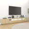 Homgoday Mueble de TV con luces LED, juego de 3 piezas, aparador de centro de entretenimiento, consola de TV moderna, mueble de alta fidelidad, mueble de sala de estar, roble Sonoma, 260 x 35 x 40 cm