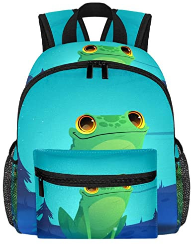 DJROW Cartoon Frosch Night Forest Wild Funny Toad Kleinkind Kind Jungen Mädchen Kindergarten Kinder Snack Kindergarten Schule Rucksack, mehrfarbig, Small
