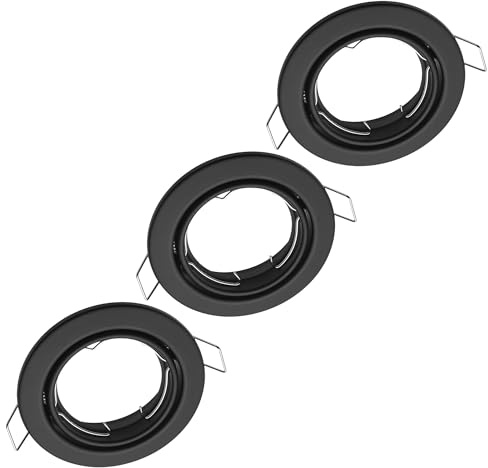 Oktaplex 3er Set Dijon Einbaurahmen für GU10 & LED-Module schwenkbar | 68 mm Lochmaß, Schwarz Spots flach Deckenspots