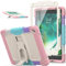 SEYMAC Stock Case for iPad 6th/5th Gen, Air 2, Pro 9.7 inch - 3-Layer Full Body Shockproof Case with Folding Stand/Screen Protector, Drop-Proof for iPad 9.7 inch, Pink