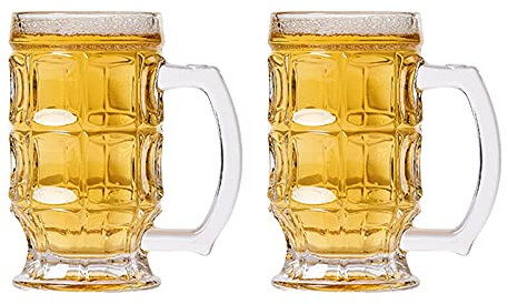 TONZN Boccali da Birra in Vetro Bicchiere da Birra Bicchieri da Birra Unici Boccale da Birra Personalizzato Boccali da Birra isolati Adatto Fino a 14 Once Set di 2 Bicchieri Boccale da Birra