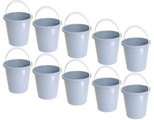 Eimer mit Henkel aus Kunststoff Putzeimer Haushaltseimer Wassereimer Universaleimer Plastikeimer Ernteeimer Kübel Garteneimer Kunststoff-Eimer (Set 10x 10 Liter)
