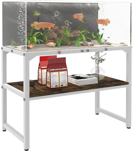 Mondazie Aquarium-Ständer mit Ablage für Zubehör, 2 Etagen, robuster Metall-Aquariumständer, Züchtertank, Schildkröte, Reptilien-Terrarien, Ständer für Heimbüro, 76,2 cm L x 30,5 cm B, Weiß