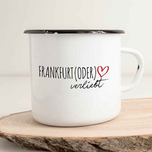 Huuraa Emaille Tasse Frankfurt (Oder) verliebt 300ml Vintage Campingbecher Geschenkidee