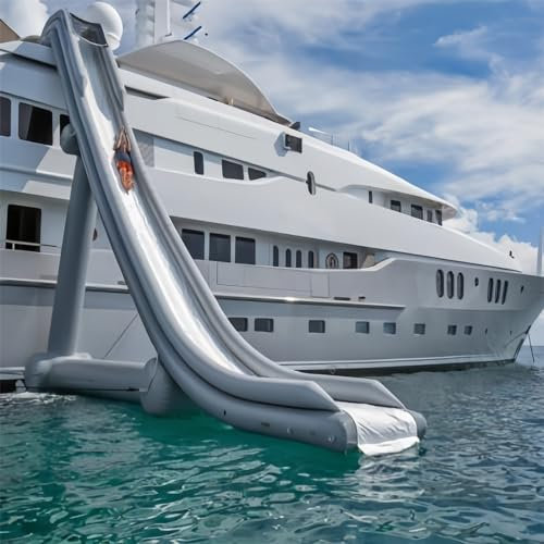 Gueploer Water Inflatable Yacht Slide Boat Dock With Safety Net And Inflatable Struts Custom Commercial Lake Floating -with Electric Air Pump,13.1Ft/4M