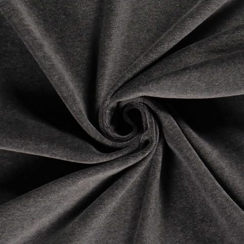 Nicky-Stoff Velour Nicky uni Zuschnitt ab 50 x 150cm Velourstoff Baumwolle Farbwahl, Farbe:067 - anthrazit