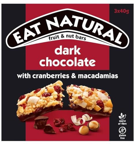 Eat Natural Dark Chocolate with Cranberries & Macadamias Fruit & Nut Bars, 3 x 40 g