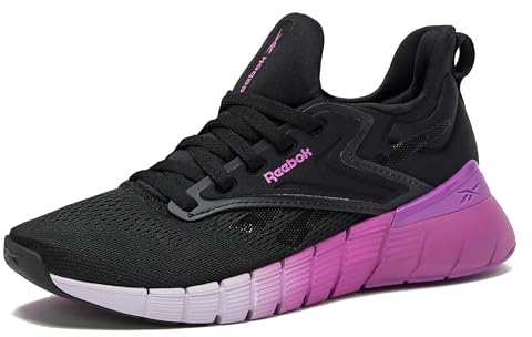 Reebok Nano Gym Sneakers, Scarpe da Ginnastica da Donna per Allenamento e Camminata, Nero/Viola Rave/Digital Gleam, 40.5 EU