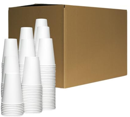 [3000 pcs] Gobelets Jetables 220ml blanc en papier carton de qualité supérieure, Tasses Jetables 7.5oz pour boissons chaudes et froides, verre jetable pour café et cappuccino sur place ou à emporter
