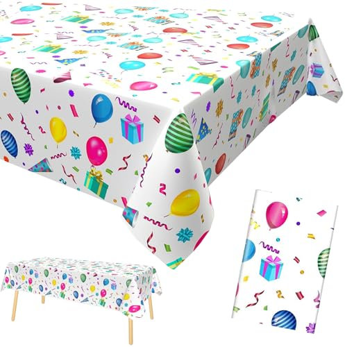 YOUYIKE Happy Birthday Tischläufer, 137 x 274 cm Party Tischdecke, Kindergeburtstag Tischdeko für Mädchen und Jungen