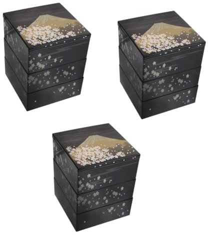 Cabilock 3pcs Sushi Bento Case Japanese Style Lunch Containers Reusable Food Box for Adults Boys and Girls Teens