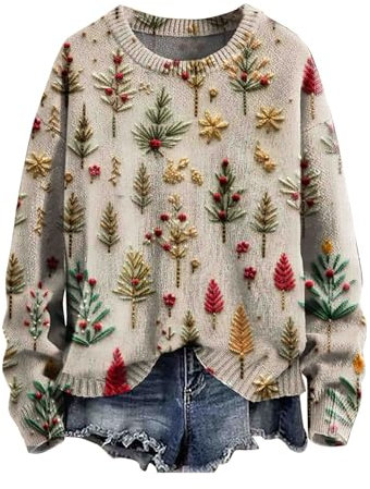 Zip up Hoodie Women Womens Fleece Jackets Full Zip Christmas Jumpers for Women Plus Size Long Sleeve Knit Sweater Fashion Christmas Artistic Print Sweatshirts Casual Crewneck